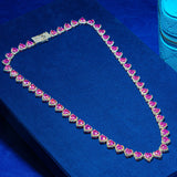 10mm Pink Gemstone & White Heart Chain - White Gold