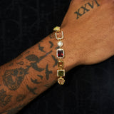 10MM Multi Gemstone Bracelet  - Gold