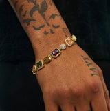 10MM Multi Gemstone Bracelet  - Gold