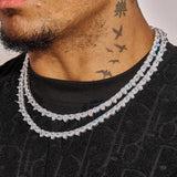 8MM Opal and Pear Tennis Chain in white gold with pear-cut stones worn on neck