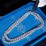 10mm Moissanite Clustered Tennis Chain - Silver - D Color - VVS1