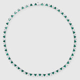 5mm white and green heart-shaped tennis chain in white gold with hand-set emerald and white stones
