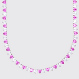 5mm WHITE & ROSE HEART TENNIS LINK CHAIN - WHITE GOLD