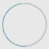 5mm Moissanite Pale Blue & White Tennis Chain -  925 Silver - D Colour - VVS1