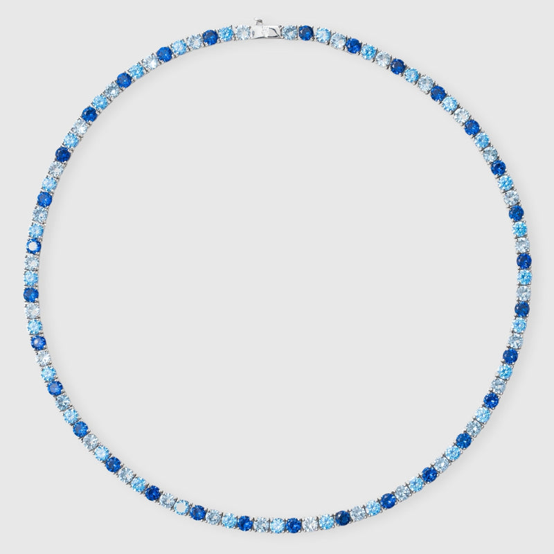 5mm Moissanite Tri-Blue Diamond Tennis Chain - 925 Silver - D Colour - VVS1