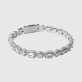 9mm Clustered Tennis Bracelet - White Gold