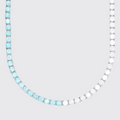 5mm Moissanite Pale Blue & White Tennis Chain - 925 Silver - D COLOR - VVS1