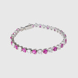 5mm WHITE & ROSE HEART TENNIS LINK BRACELET - WHITE GOLD