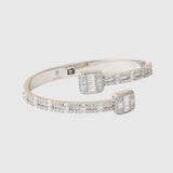 Baguette Bangle Bracelet in White Gold with Diamond Simulants