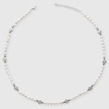 5mm Smiley Face Pearl Necklace - White Gold