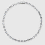 8mm white gold baguette chain necklace with diamond simulants.