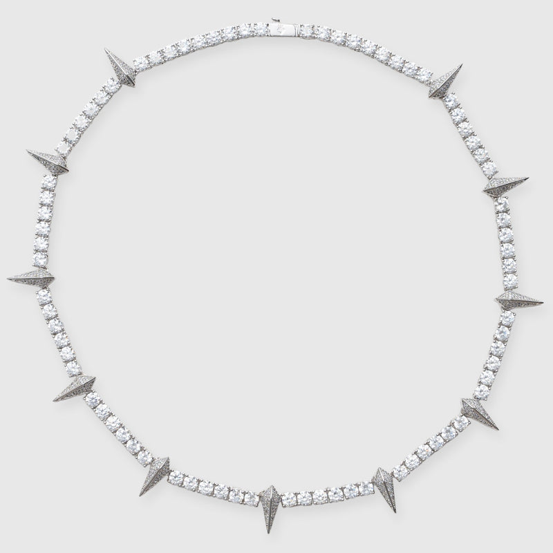 5mm PAVE SPIKE TENNIS CHAIN - WHITE GOLD