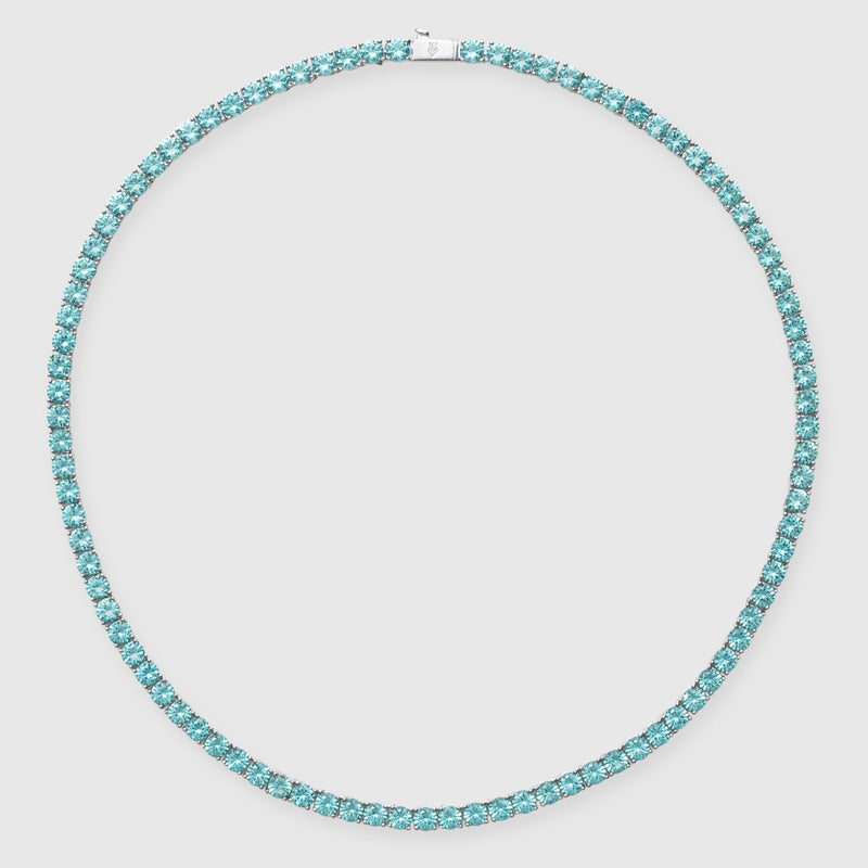 5mm Green Diamond Tennis Chain - White Gold