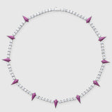 5mm PINK PAVE SPIKE TENNIS CHAIN - WHITE GOLD