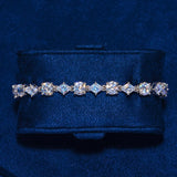 Adamans 6MM Moissanite Round & Diamond Cluster Tennis Bracelet with IF clarity D color moissanite stones in 925 silver finish