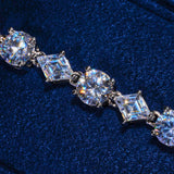 Adamans 6MM Moissanite Round & Diamond Cluster Tennis Bracelet with IF clarity D color moissanite stones in 925 silver finish