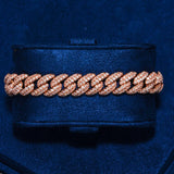 8mm Moissanite iced Cuban link bracelet in rose gold with VVS1 stones on 925 silver base