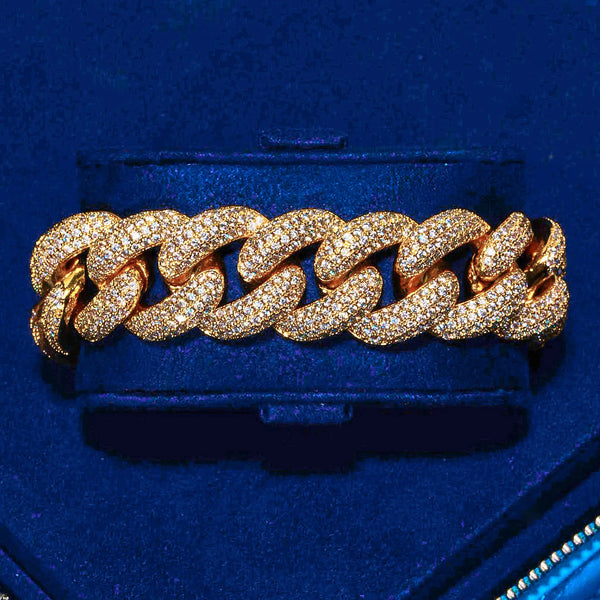 20mm Iced Cuban Bracelet - Gold