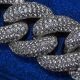 20mm Iced Cuban Bracelet - White Gold