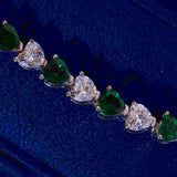 5mm WHITE & GREEN HEART TENNIS LINK BRACELET - WHITE GOLD