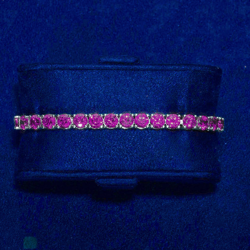 5mm Tennis Bracelet with round cut purple amethyst stones in 18K gold plating