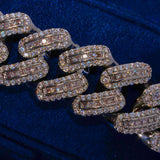 20mm Cuban Baguette Bracelet - White Gold