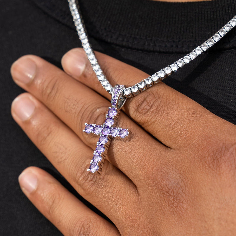 Amethyst Cross Pendant - Purple - Adamans