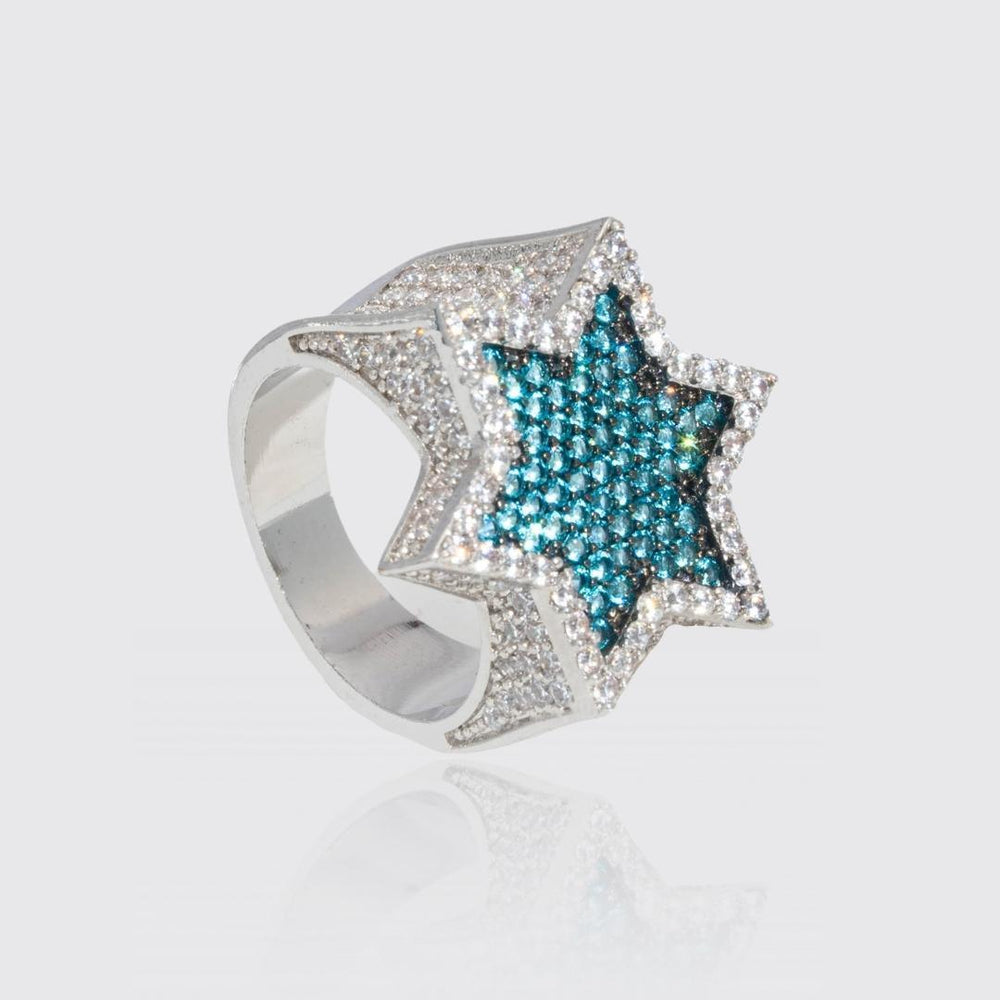 Blue Iced Star Ring - White Gold – ADAMANS