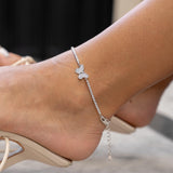 Butterfly Anklet - White Gold