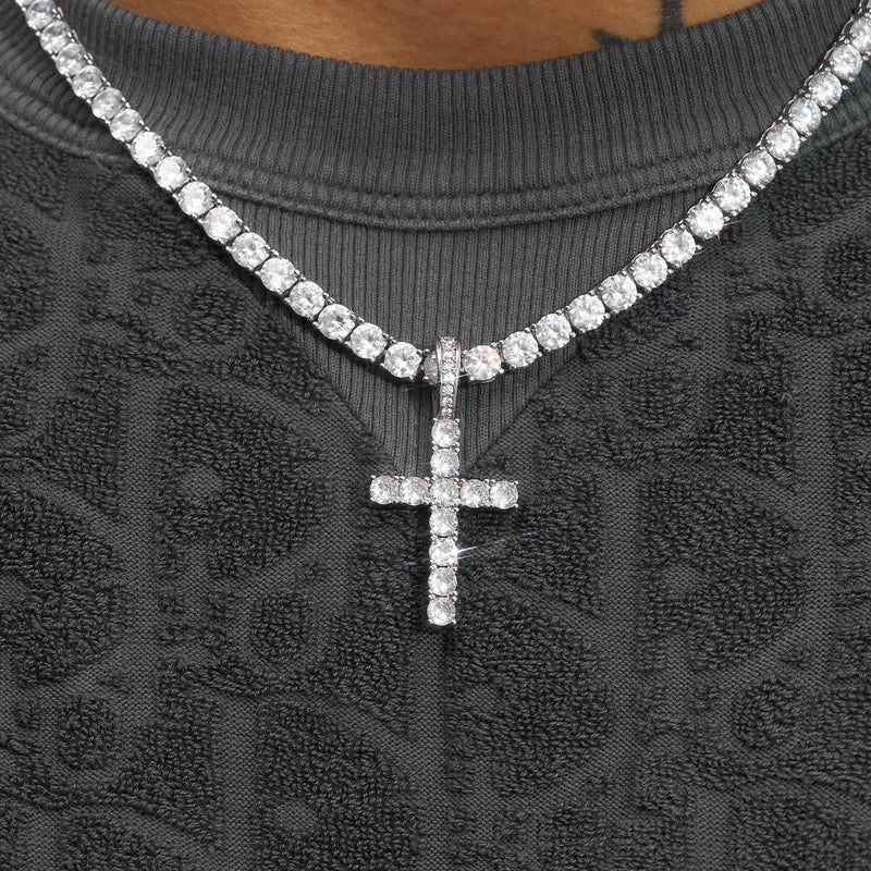 Diamond Cross Pendant - White Gold - Adamans - 