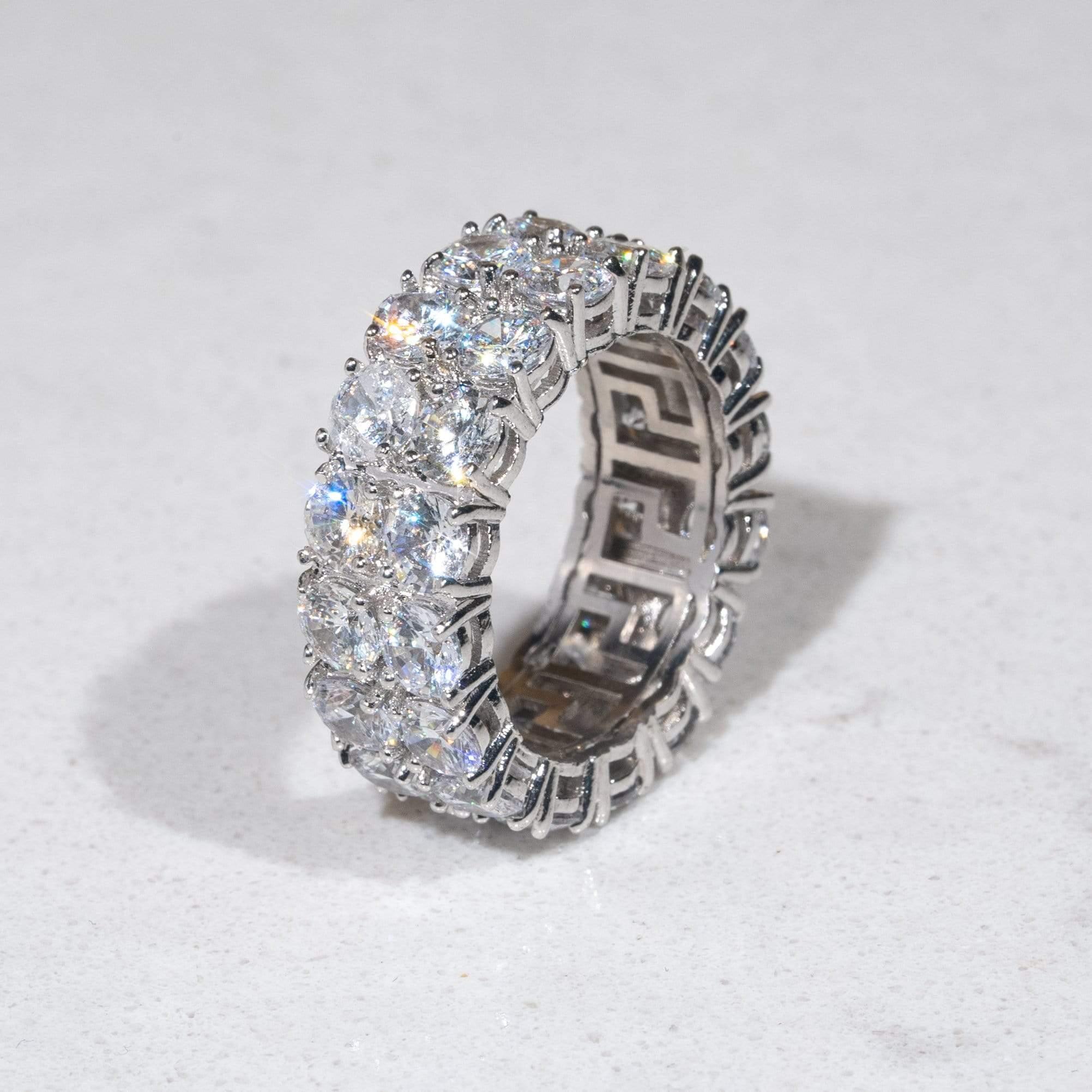 Double Row Diamond Ring - White Gold | Adamans – ADAMANS