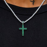 Emerald Cross Pendant - Green - Adamans