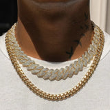 20mm Moissanite Monaco + 10mm Moissanite Cuban Iced Clasp Chain - 18k Gold - IF - Bundle