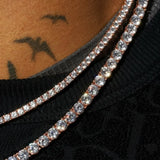 5mm Moissanite Tennis + 3mm Moissanite Tennis Chain Bundle - 18K Rose Gold - D Color - IF - Bundle