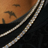5mm Moissanite Tennis + 3mm Moissanite Tennis Chain Bundle - 18K Gold - D Color - IF - Bundle