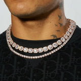 10mm Moissanite Clustered Tennis + 5mm Moissanite Tennis Chain Bundle - 18k Rose Gold - D Color - IF - Bundle