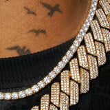 20mm Moissanite Monaco + 5mm Moissanite Tennis Chain Bundle - 18k Gold - D Color - IF - Bundle
