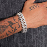 23mm Moissanite Miami Cuban Link Bracelet - Silver - D Color - IF