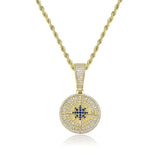 Iced Compass Pendant - Gold