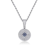 Iced Compass Pendant - White Gold