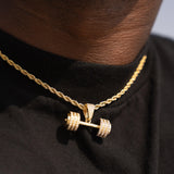 Iced Dumbbell Pendant - Gold - Adamans