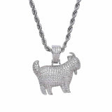 Iced Goat Pendant - White Gold