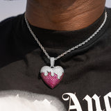 Iced Heart Pendant - White Gold - Adamans