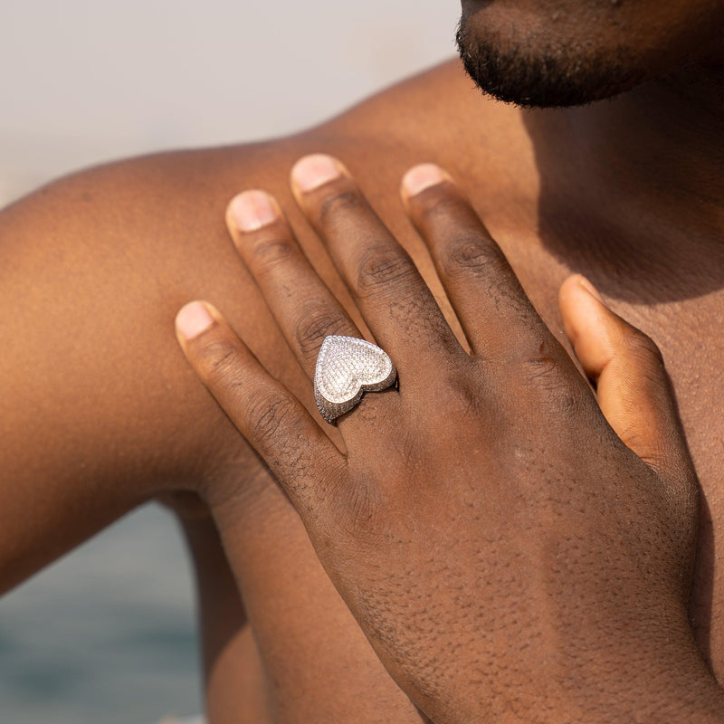 Iced Heart Ring - White Gold - Adamans