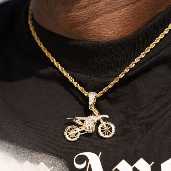 Iced Motocross Pendant - Gold - Adamans