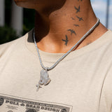 Iced Praying Hands Pendant - White Gold - Adamans