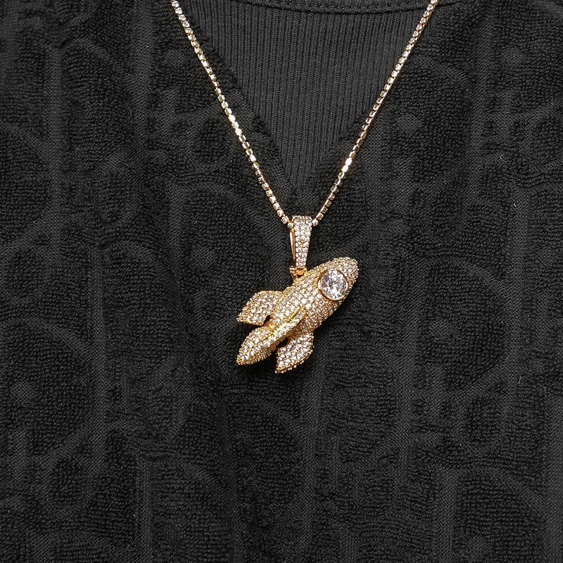 Iced Rocket Pendant - Gold