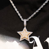 Iced Star Pendant - White Gold - Adamans