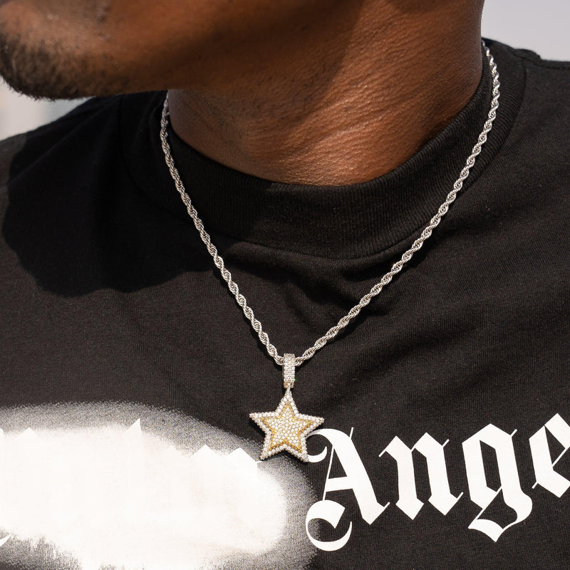 Iced Star Pendant - White Gold - Adamans