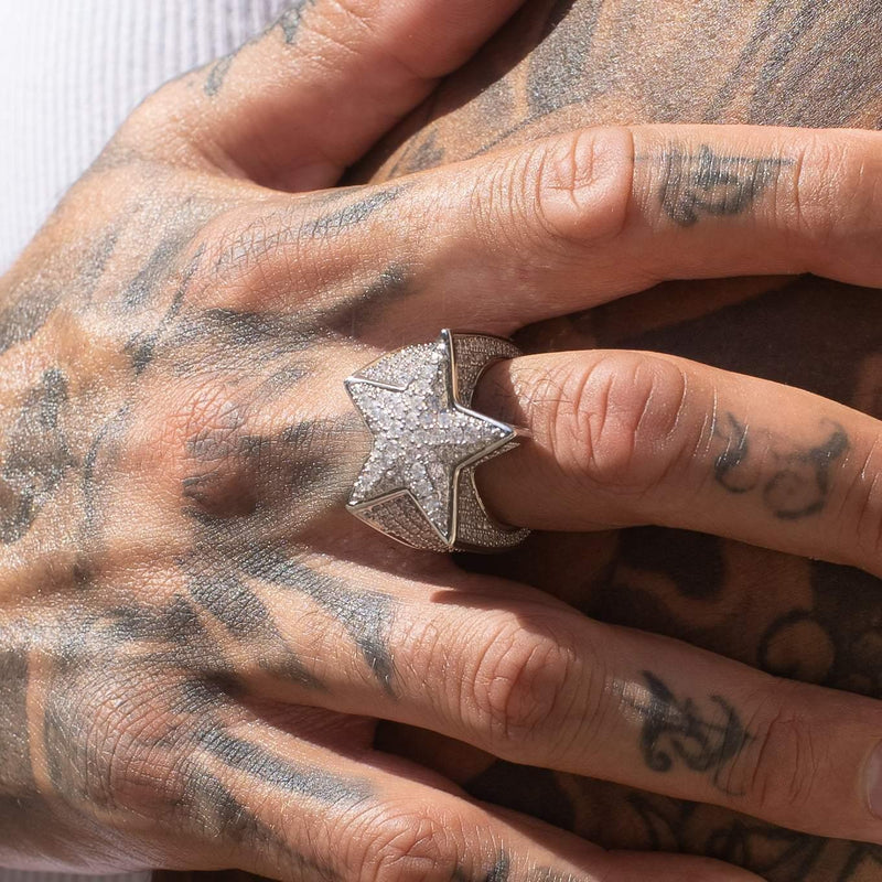 Iced Star Ring - White Gold